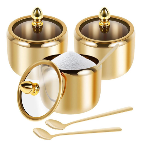 3pcs Azucarero Con Tapa Y Cuchara Para Sal Y Pimienta .