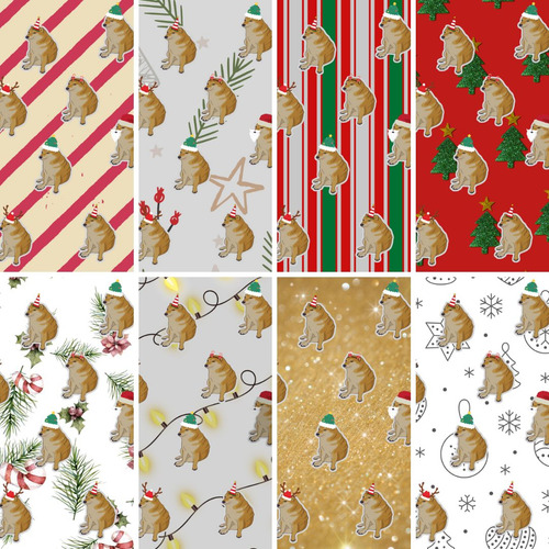 Kit Envolturas Navideñas Cheems Papel Digital Navideño Pdf