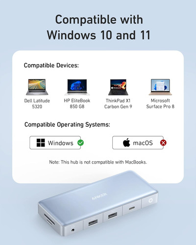 Anker 575 Usb-c Hub (12-in-1, Hdmi Dual, Dp), Estación De Ac