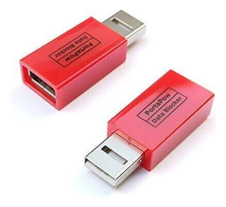 Portapow Usb Data Blocker (red 2 Pack) - Protect Against Nnf