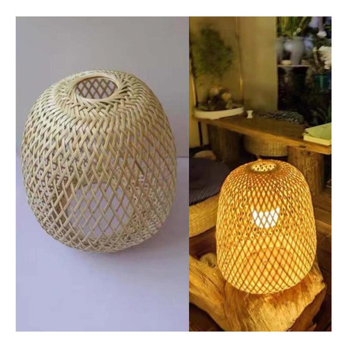 . Lámpara De Bambú Rústica, Cubierta De Luz De Techo,