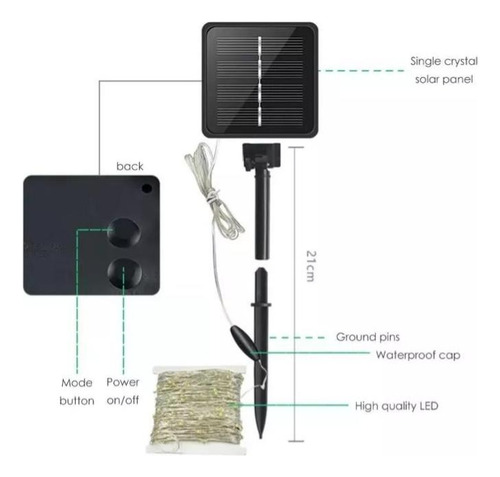 32 M Luces De Luz Solar Led Para Decoración Navideña 300leds