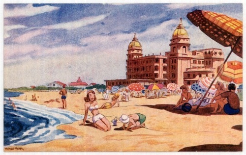 Playa Y Hotel Carrasco - Pierre Fossey 1941 - Lámina 45x30cm