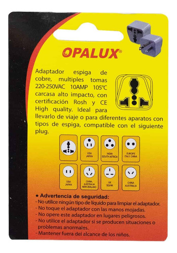 Adaptador Enchufe Con Toma Tierra Op-603-f Opalux