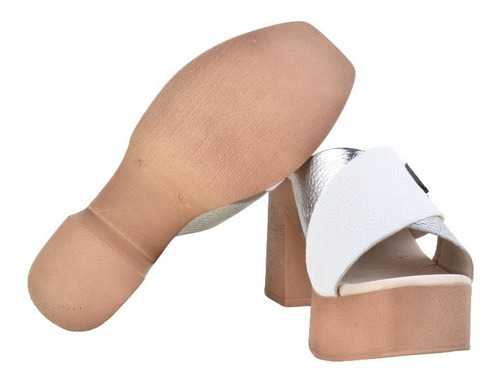 Zuecos Sandalias Taco Alto De Cuero De Mujer Linx - Ferraro