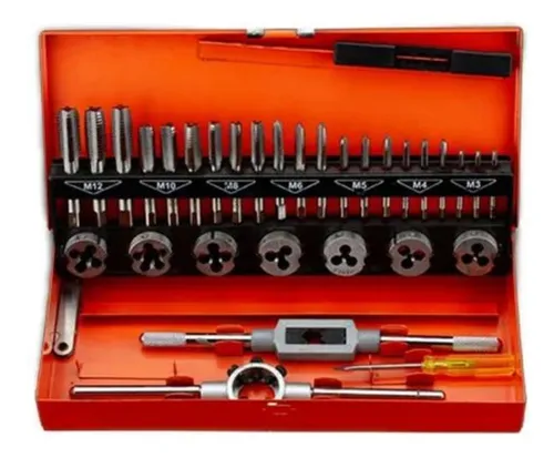 Juego Set De Machos Cojinetes Y Terrajas 32pzs Harden 610453 Color Plateado