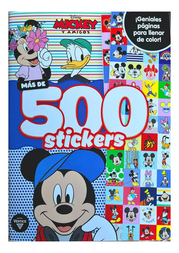 Libro Para Colorear + 500 Stickers Mickey - Vertice