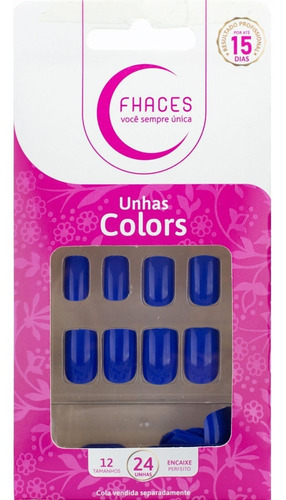 Unhas Postiças Colors Azul Safira U3087 Fhaces