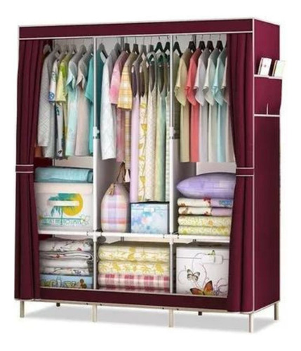 Armario Closet Organizador Armable Ropero Rack Zapatero Ropa Color Terracota