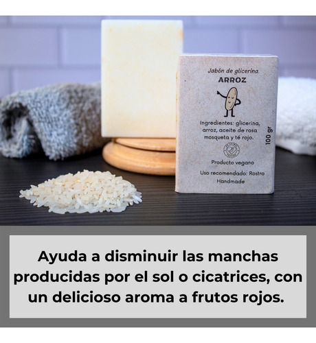 Jabón De Arroz, Aclarante Y Exfoliante, Set 3 Jabones