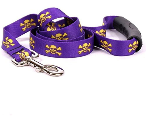Diseño De Perro Amarillo Purple Gold Skulls Ezgrip Dog Leas