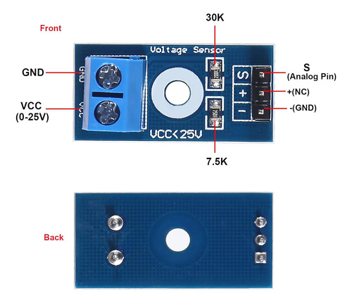 10pcs Dc 0-25v Módulo De Medición De Terminal De Voltaje Sen