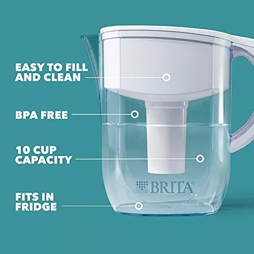 Brita Jarra de filtro de agua de todo el día blanco grande 10 taza 1 cuenta  – Yaxa Colombia