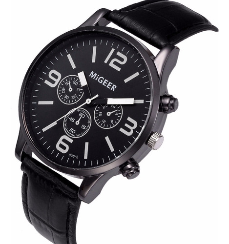 Relógio Masculino Migeer Pulseira De Couro, Em Promoção!