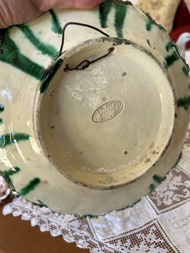 Plato Decorativo Majólica Palissy Xix Cerámica Verde 23cm