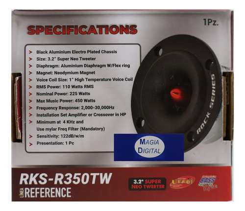 Super Tweeter 3.2puLG Rock Series Rks-350tw 450watts
