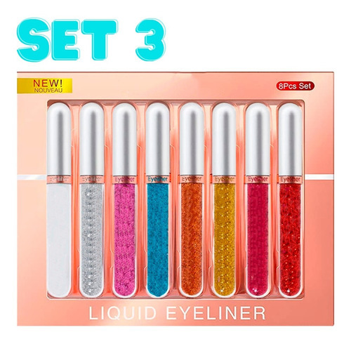 Kit Delineadores De Ojos Líquido 8pz Lentejuela Brillos F Color Quiero El #2