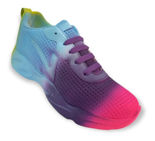 Imagen 1 de 5 de Tenis Multicolor Dama Sneakers Choclo Confort Suave Duradero