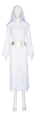 Leia Star Wars Cosplay Falda Blanca Con Capucha Disfraz