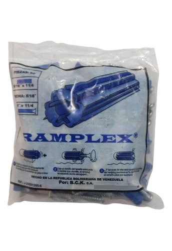 Pack 50 Tornillos Con 50 Ramplug Azul Ramplex 5/16  X 1-1/4