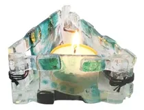 Comprar Fanal Porta Vela Triangular En Vitrofusión Con Vela 4cm Alto