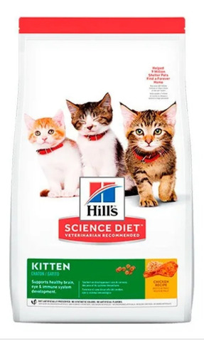 Alimento Hill's Kitten Comida Hill's Science Diet Kitten Para Gatos Pequeños para gato cachorro de raza pequeño sabor pollo en bolsa de 3.2kg