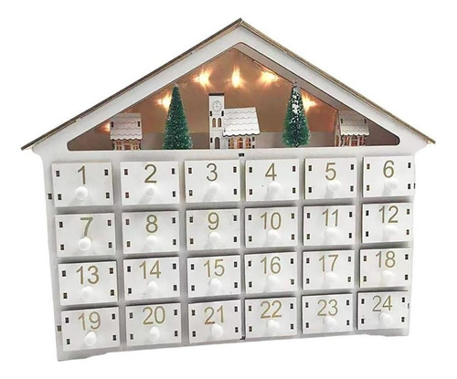 Calendario De Adviento Navideño De Madera Con 24 Cajones