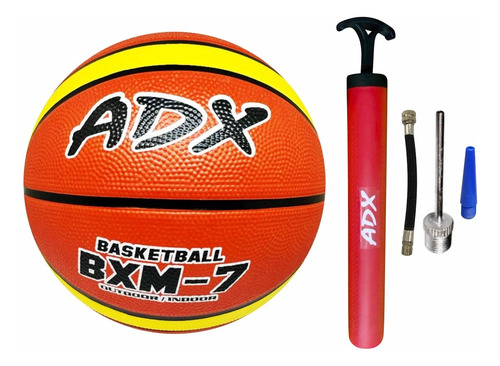 Balon Basquet Bxm7 #7 + Bomba Adx Peso/medida Reglamentaria