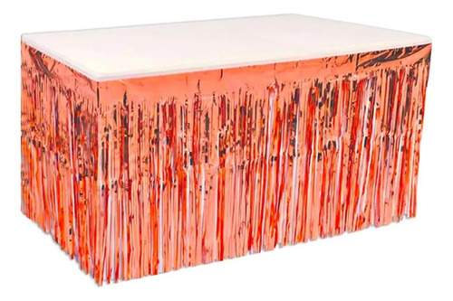 Cortina Tira Lluvia Metalizada P/ Mesa 2.75m X 75cm Cod 093 Naranja