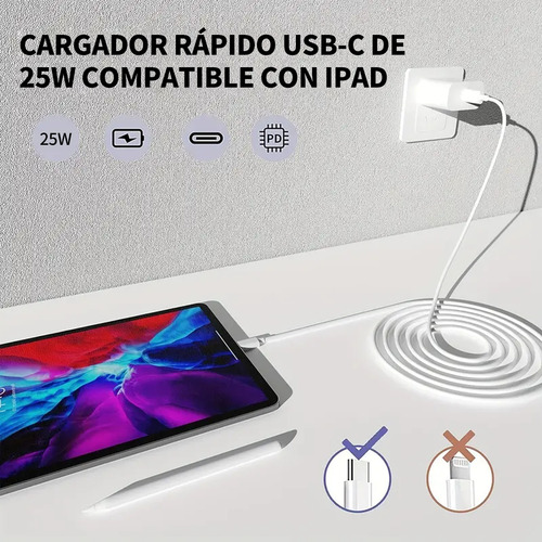 Cargador Carga Rápida 2m Tipo C Para Iphone 11/12/13/14 25w