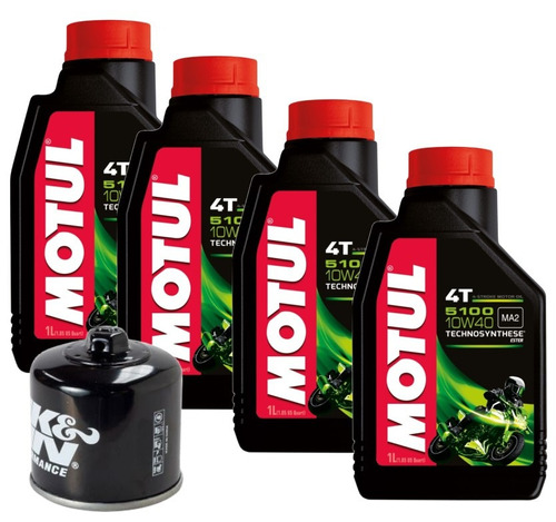 4 Lts Óleo Motul 5100 10w40 Filtro K&n Kn-204 Triumph Yamaha