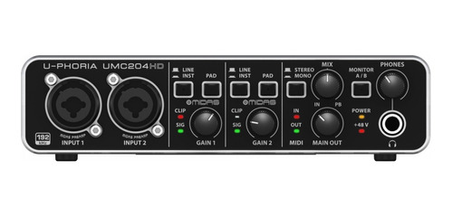 Behringer Interface Para Gravação De Áudio U-phoria Umc204hd