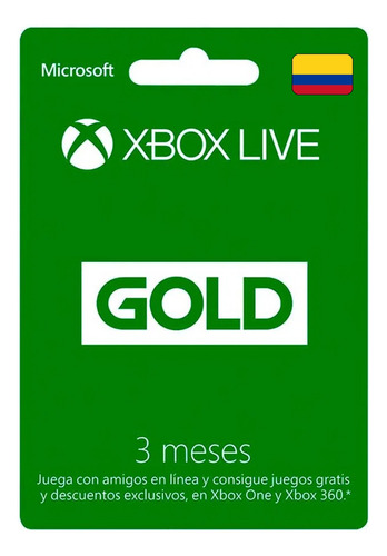 Xbox Live Gold 3 Meses Para Cuenta Colombiana