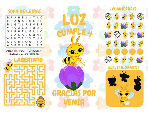 Tríptico Con Actividades Y Para Colorear De La Abejita X 10