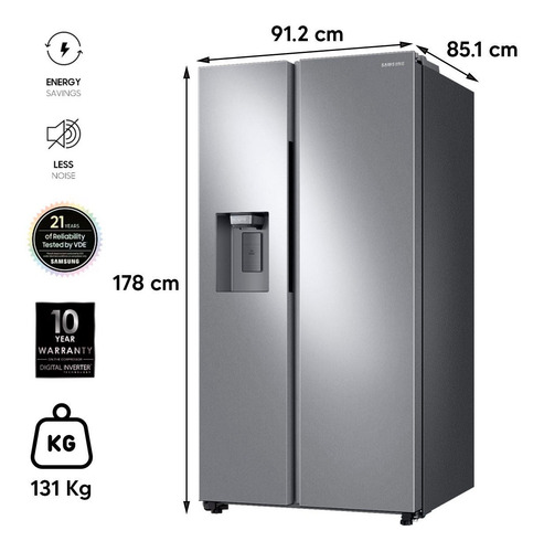 Imagen 2 de 13 de Heladeras Side By Side Inverter Frio Seco Samsung Rs27t Dimm
