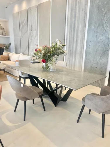 comprar Mesa Comedor De Neolith Coverlam Calacatta Y Base Hie. Negro