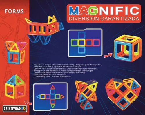 Imagen 2 de 10 de Juego Didactico Bloques Magnific Imanes Magnéticos Forms 30