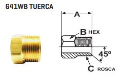 Conector De Laton En Tuerca De 1/4