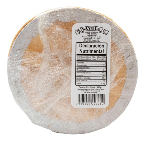 Cajeta Sayula Lugo Redonda Madera Grande 310 Gr Leche Vaca