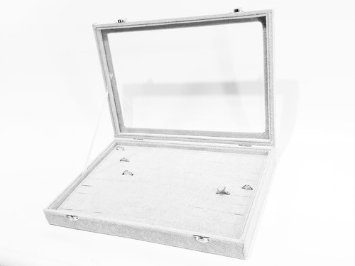 Imagen 2 de 6 de Exhibidor Porta Anillos Terciopelo Con Tapa Vidrio 321111