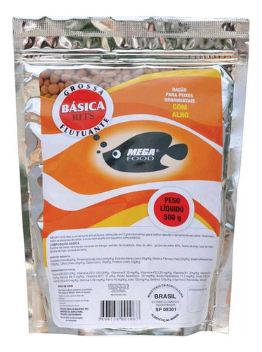 Ração Mega Food Basica Bits Alho Grossa 500g