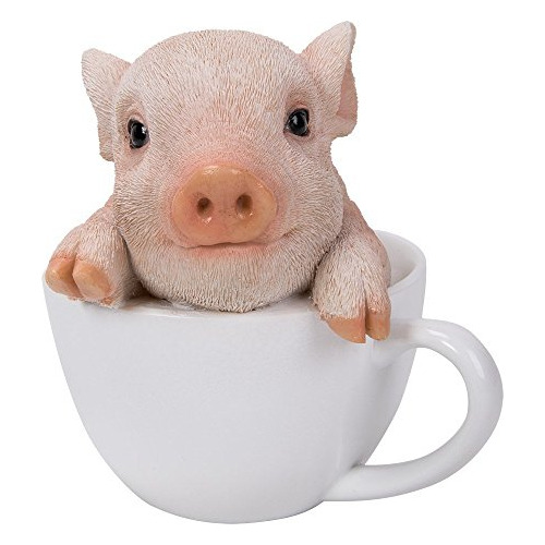 Figurina Coleccionable De Adorable Cerdito De Taza De T...