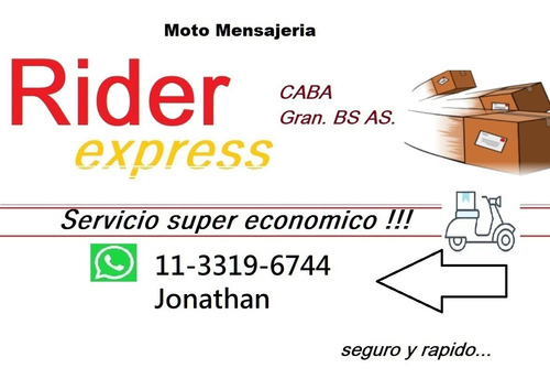Imagen 1 de 3 de Servicio De Mensajería En Moto Encomiendas Económico Caba