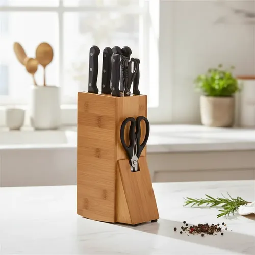 Cepo ​Organizador Porta Facas Em Bambu Universal Tesoura Marrom-claro
