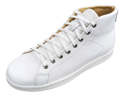 Tenis Sneakers Botin Piel Color Blanco