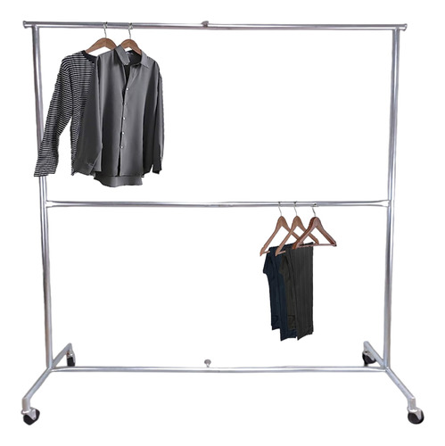 Rack Para Ropa 1.50 M, Rack Viajero Galvanizado. 2 Niveles