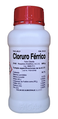 Cloruro Férrico (cloruro De Hierro) Hexahidratado 500g