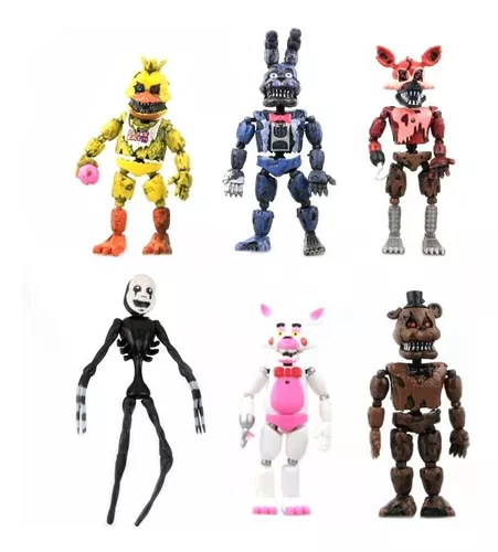 Kit 6 Bonecos Animatronics Five Nights At Freddy's Fnaf