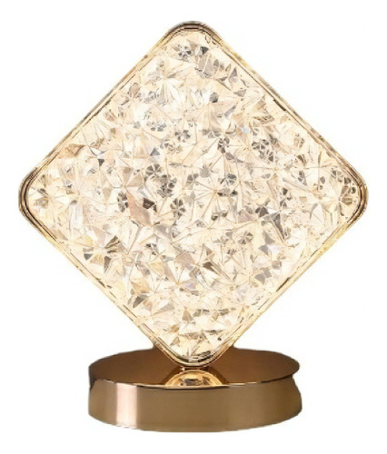 Abajur Luminária Mesa Quarto Led Touch Recarregável 3 Cores Cúpula Crystal Estrutura Ouros 110v/220v