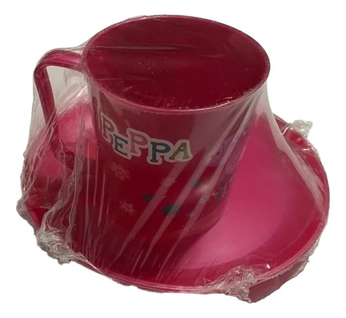 Caja Set Desayuno Plato Taza Platico Peppa Pig Rosa 